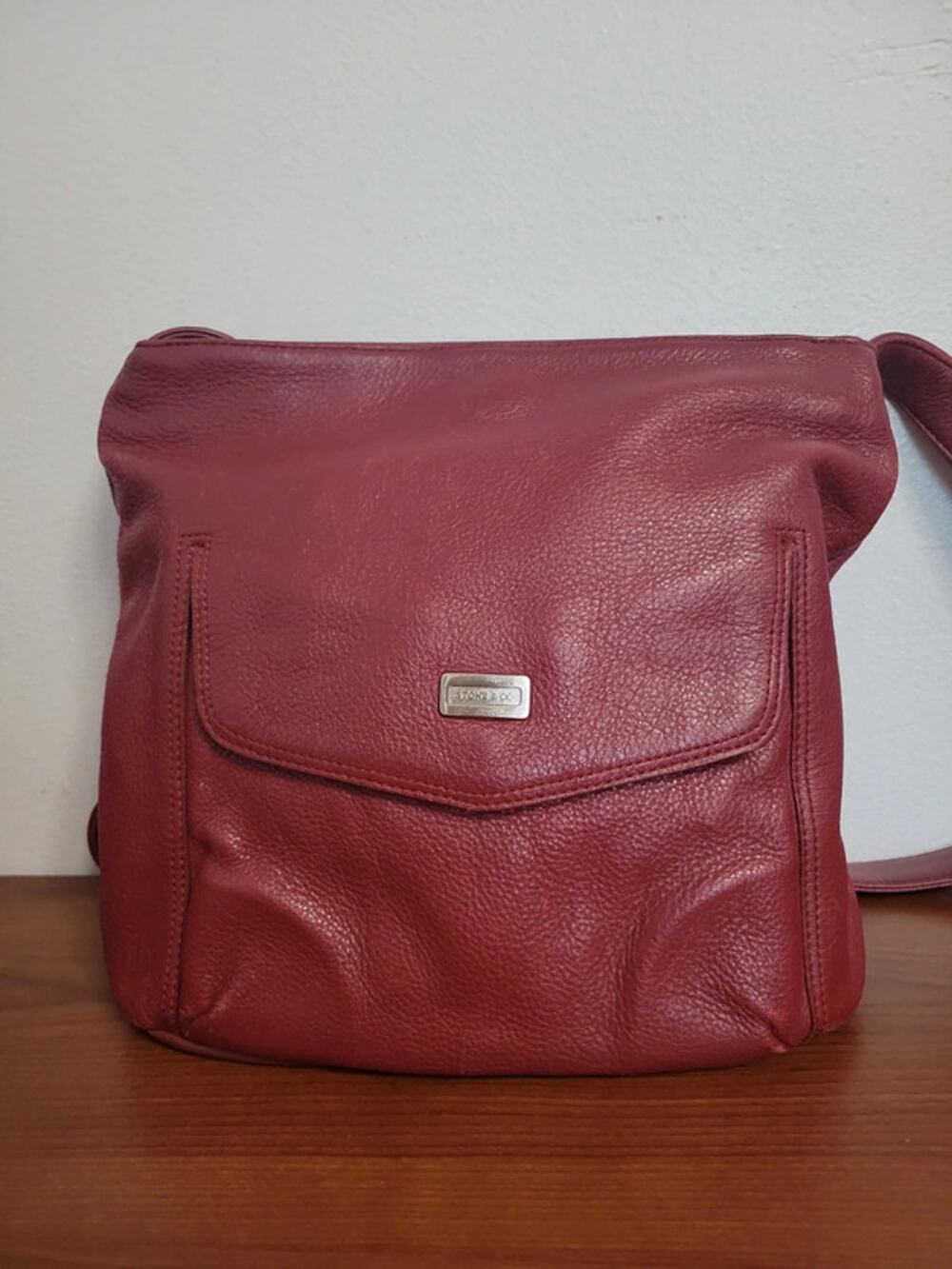 Stone & Co Burguny Pebble Leather Crossbody